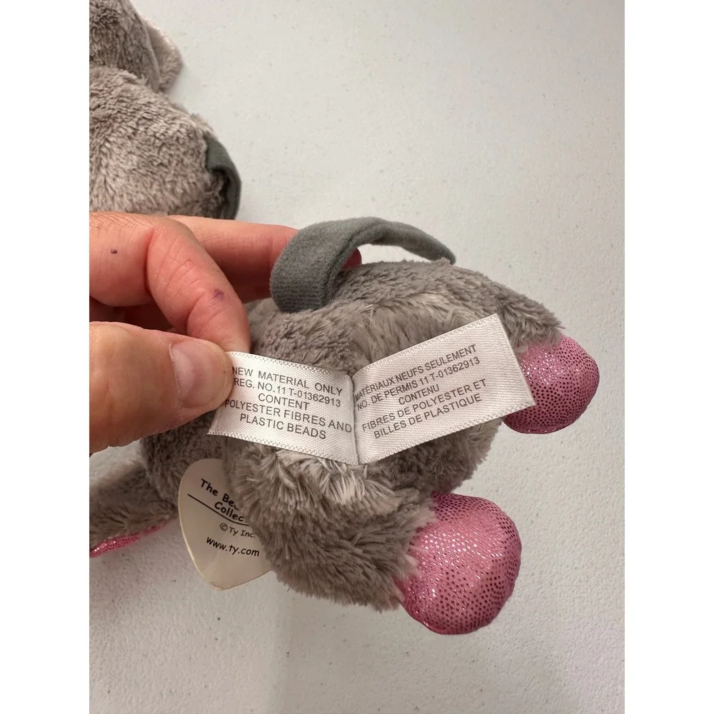 Ty Beanie Boos Squeaker Mouse Plush Lot 2 Grey Pink Cheese Stuffed Animal 6 in